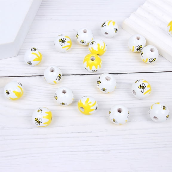 Milisten 60Pcs Multi Colored Bee Wooden Beads for DIY Craft Projects Safe Durable Synthetic Material