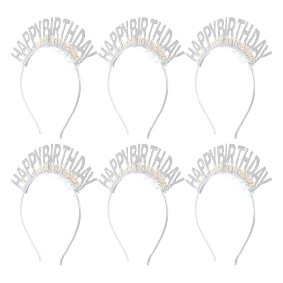 Milisten Happy Birthday Headband Glitter White Eye-Catching Design for Parties 6Pcs