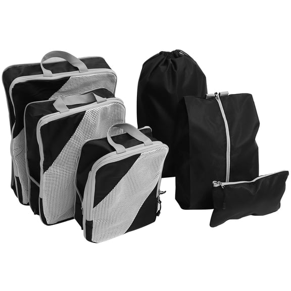 Milisten Packing Organizers for Luggage Compression Packing Cubes Black 6Pcs 14.2X9.4in