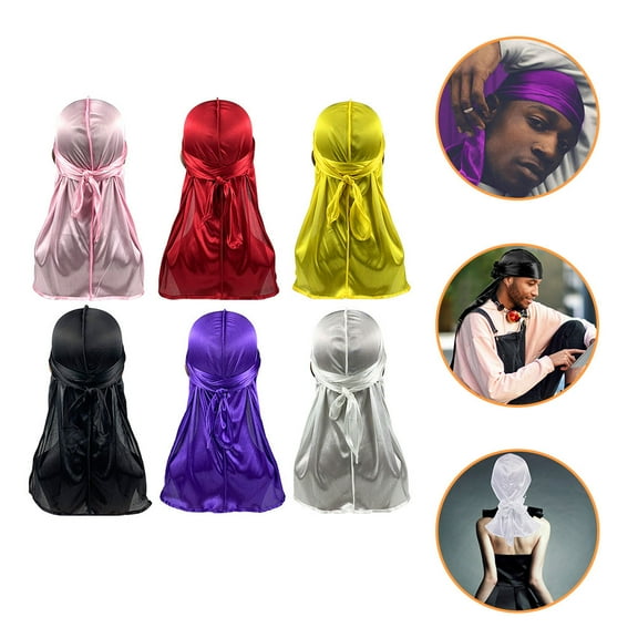 Milisten 6Pcs Comfortable Satin Headscarf Silk Hair Wrap for Waves Every Day