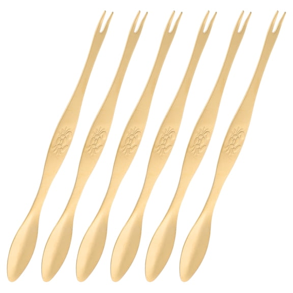 Milisten 6Pcs Stainless Steel Seafood Fork Set Golden Color for Crab Lobster Clams and Nuts