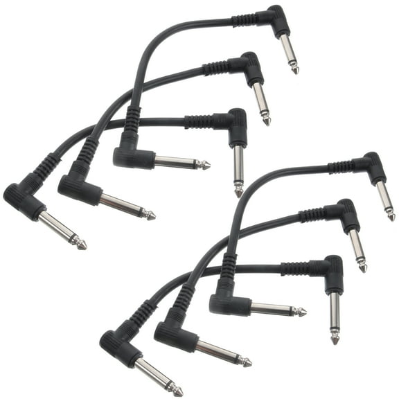 Milisten Guitar Patch Cables Black PVC Durable for Electric Guitars 6Pcs