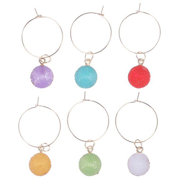 Milisten 6Pcs Assorted Color Wine Glass Charms Reusable Party Drink Markers with Chic Design