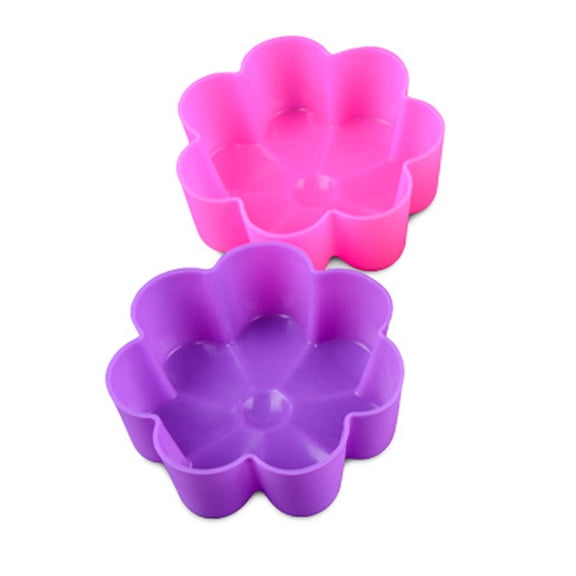 Milisten 6Pcs Reusable Silicone Cupcake Liners Flower Shape Non Stick Baking Cups Microwave Safe