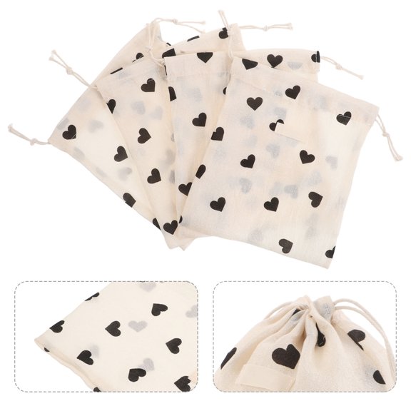 Milisten Set of 6 Secure Drawstring Heart-Shaped Polyester Bags for Travel, Home Storage, and Organization