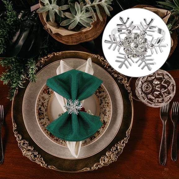 Milisten Charming Plated Silver Napkin Rings for Christmas Dinner, Elegant and Versatile Table Decor