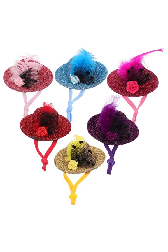 6Pcs Soft Cloth Hen Hats Adjustable Funny Chicken Caps for Decorative Bird Use