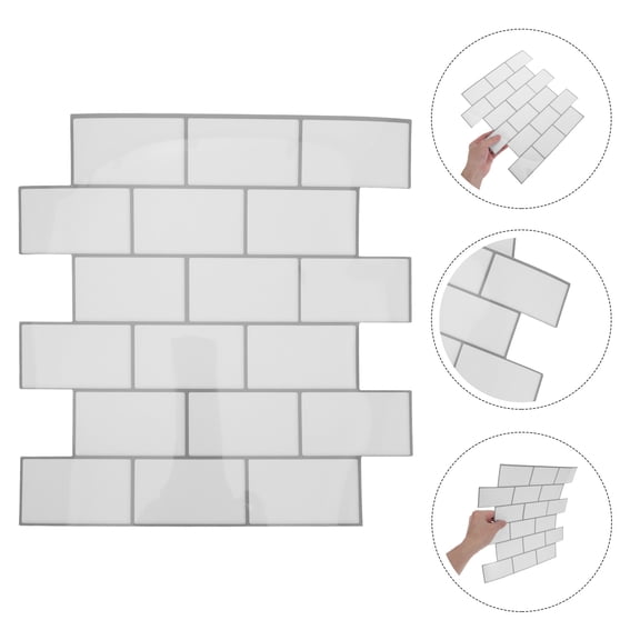 Milisten 6-Pack White PVC Peel & Stick Backsplash Tiles for Kitchen Bathroom Self-Adhesive Wall Panels
