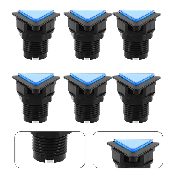 Milisten 6Pcs Blue Illuminated Triangle Push Buttons with Micro Switch for Arcade Control Panels