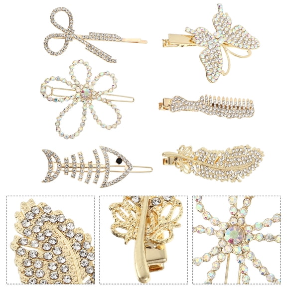 Milisten Rhinestone Flower Hairpins Assorted Color for Wedding Party Decor