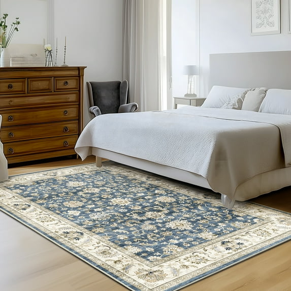 Milisten 6x9Ft Blue Rug: Washable, Non-Slip Modern Abstract