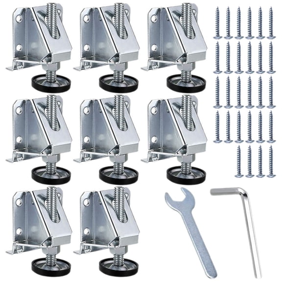 Milisten  8 Pcs Cabinet Risers for Table Legs Adjustable Feet Galvanized Leveler