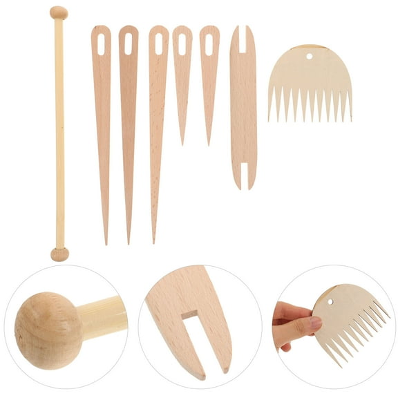 Milisten Weaving Tool Kit Stick Set Wood 8Pcs 9In
