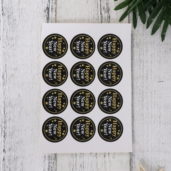 Milisten 8 Sheets Round Black Baking Sticker Labels for Food Packaging, Party, Kitchen, and Festive Activities