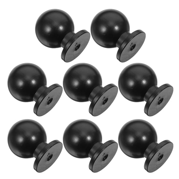 Milisten 8Pcs Matte Black Plastic Round Ball Wardrobe Door Pulls for Kitchen Bathroom Cabinets