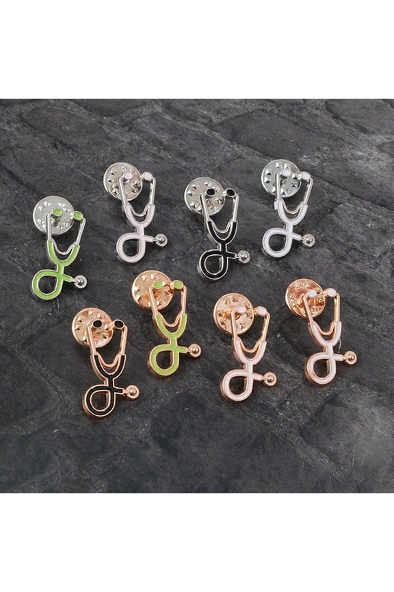 8Pcs Nurse Badge Pins Non-medical Stethoscope Brooch Assorted Color Elegant Durable For Formal Occasions