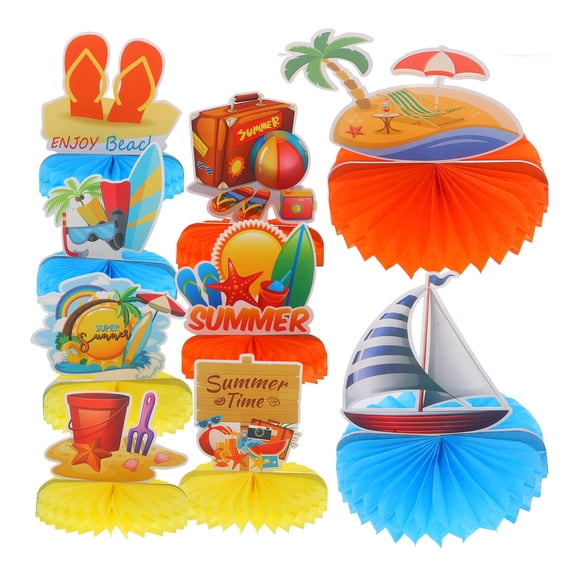 Milisten 9Pcs Hawaiian Honeycomb Paper Decorations Set Foldable Centerpieces for Luau Party Tropical Birthday Wedding