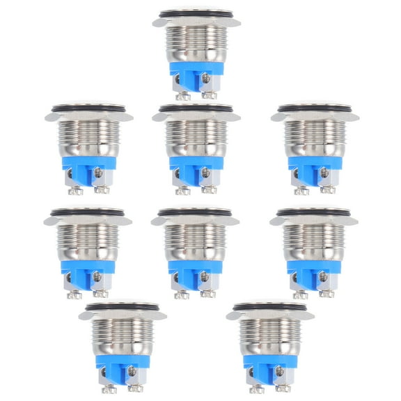 Milisten Waterproof Metal Momentary Switch Silver for Marine Applications 9Pcs