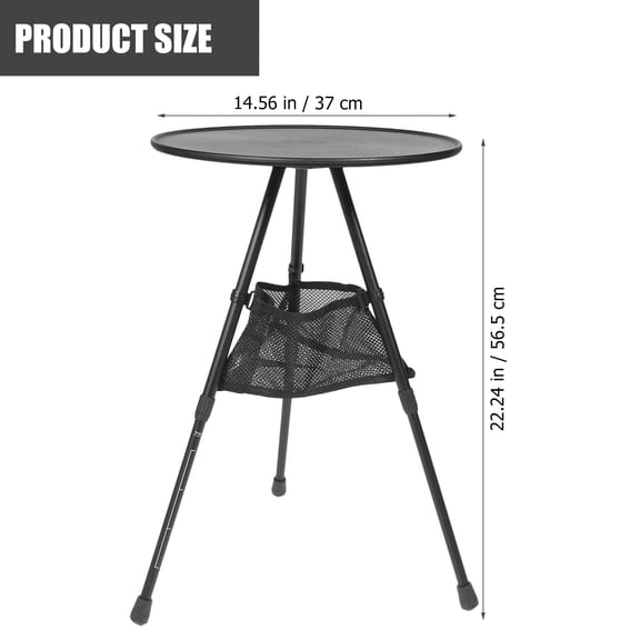 Milisten Compact Black Aluminum Camping Table 2-Gear Adjustable for Outdoor Fun and Safety
