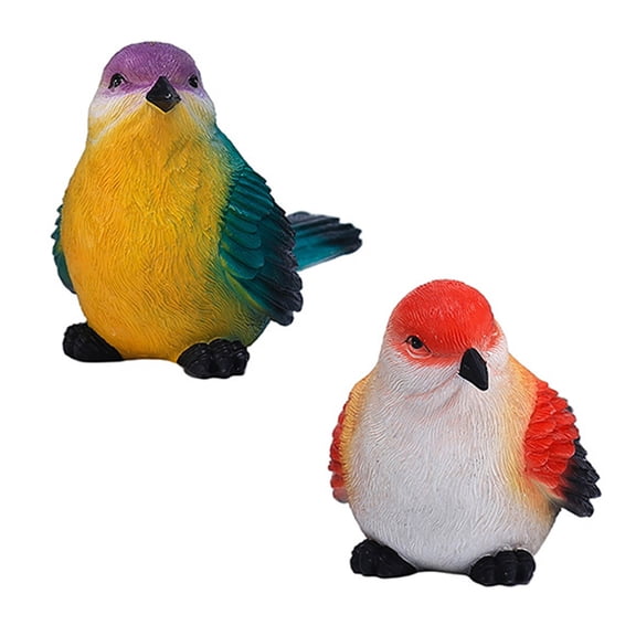 Milisten Cute Resin Bird Ornaments for Home Decoration, Assorted Colors, Safe Material, 2 Pieces Small Size