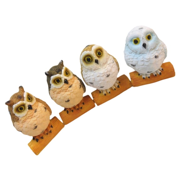 Milisten Set of 4 Tiny Realistic Resin Owl Figurines for Bonsai Decorations and Home Decor Accents