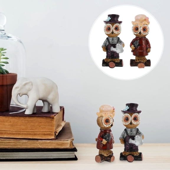 Milisten Adorable Standing Owl Decor Set of 2 Crafted from Resin for Home Decoration 4.5 Inches