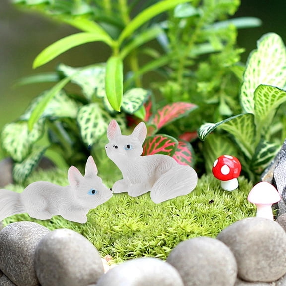 Milisten Adorable White Resin Mini Fox Figurine for Fairy Garden Decor and Miniature Landscapes, Compact Size
