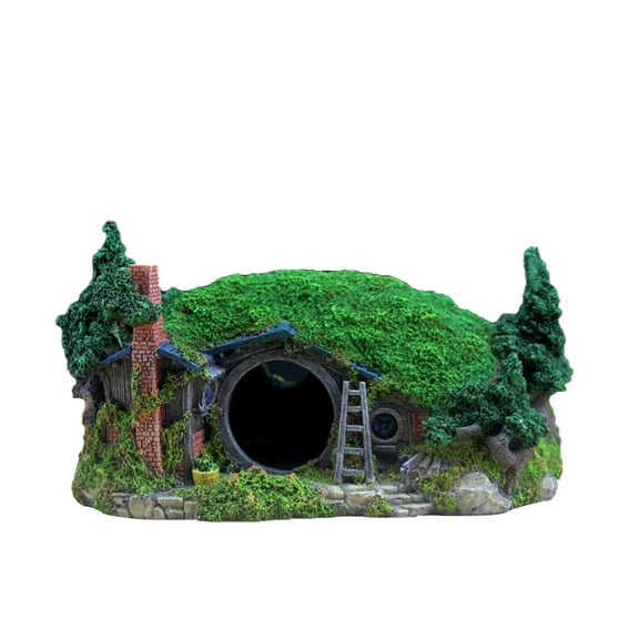 Milisten Fish Tank Landscape Decoration Castle Shaped Resin Crafts for Office Decor 1Pack