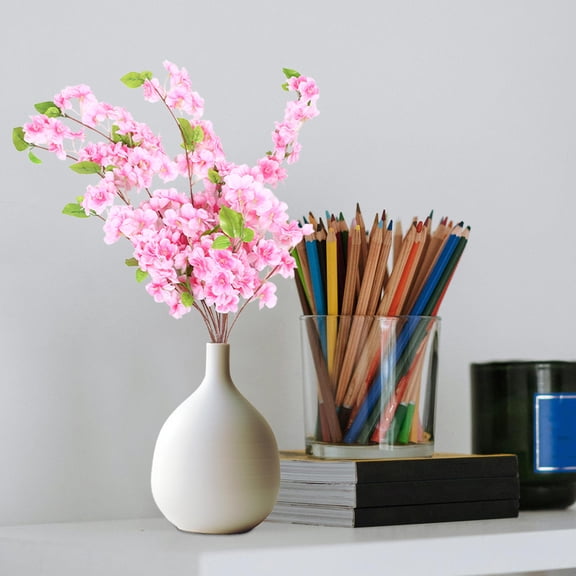 Milisten Artificial Pink Cherry Blossom Branches Silk Flower Vines for Decorative Wall and Table