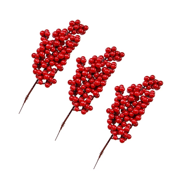 Milisten Artificial Red Berries Non Wilting Decorative Christmas Home Decoration 3Pcs