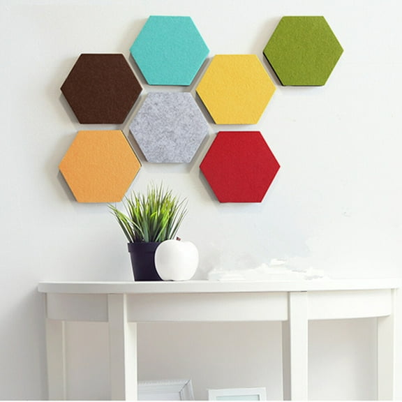 Milisten Assorted Color Felt Wall Stickers Hexagon Shape SelfAdhesive for DIY Classroom and Home Decoration 10 Pcs