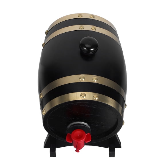 Milisten Wooden Barrel Dispenser with Spout and Stand Black for Home Use