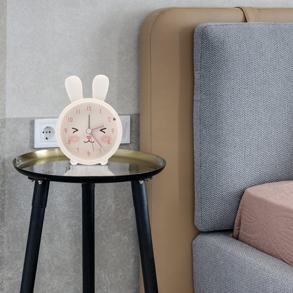 Milisten Creative Rounded White Bunny Clock Alarm with Night Light for Bedroom and Desk
