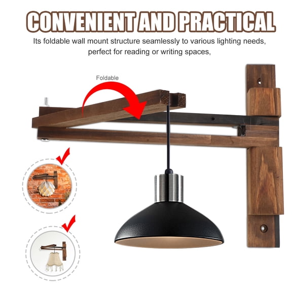 Milisten Beige Wood Bracket for Wall Mounted Pendant Lights with Adjustable Angles and Space Saving Design
