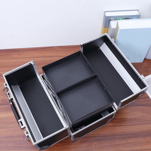 Milisten Cosmetic Box Double Open Organizer Large Capacity Aluminum Alloy