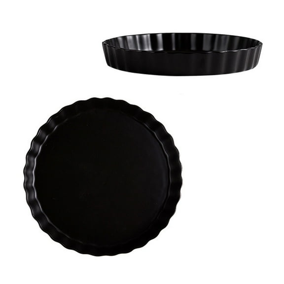Milisten Black Ceramic Plate for Food Use Elegant Design Suitable for Microwave Oven Freezer and