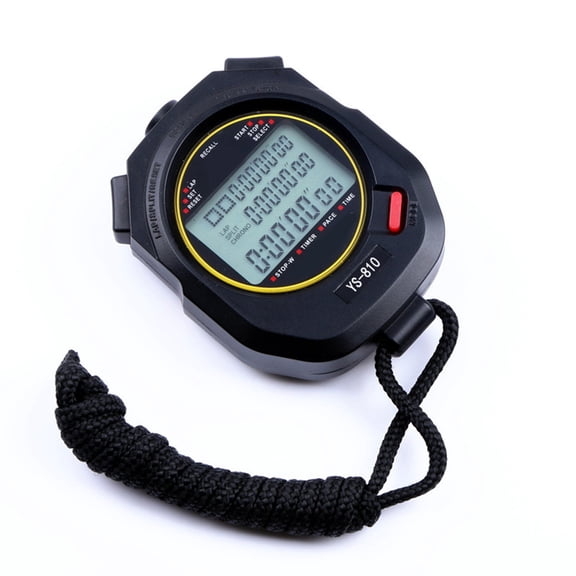 Milisten Black LCD Sports Stopwatch with Three-Row Display, Selectable Beat Frequency, Lap Timer and Countdown Function