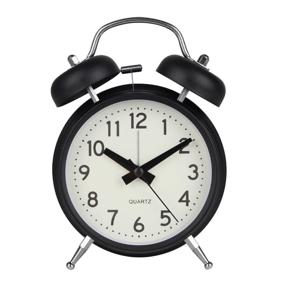 Milisten 4-Inch Black Metal Alarm Clock with Bell Sound Night Light Tabletop