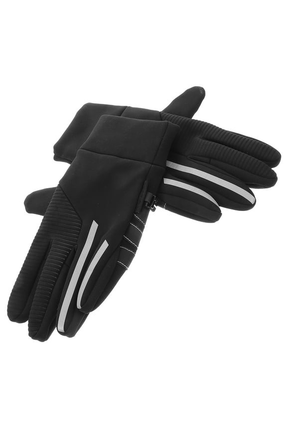 Men's Cold Weather Gloves, Touchscreen Compatible, Fleece Lined, Black, Outdoor Use, Size 1, 1 Pair