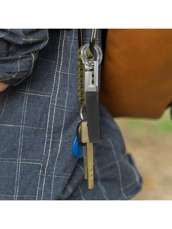 Luxury PU Car Keychain Black, Zinc Alloy with Quick Release Mechanism