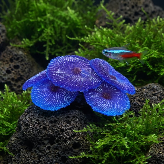Milisten Blue Soft Rubber Artificial Coral Aquarium Decor Realistic Reef Sculpture