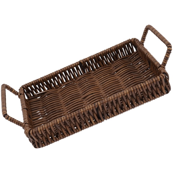 Milisten Rustic Woven Plastic Bread Basket with Handles for Household Storage