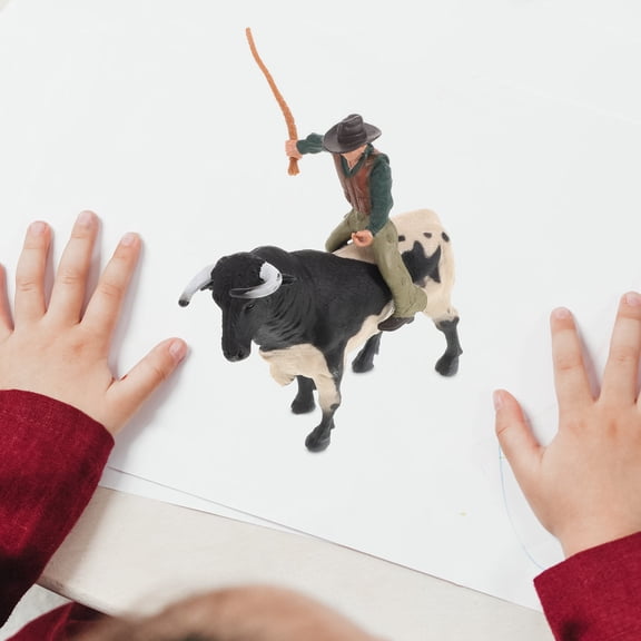 Milisten Bull Riding Toy Model Resin Static Outdoor Decor Set for Patio Decoration