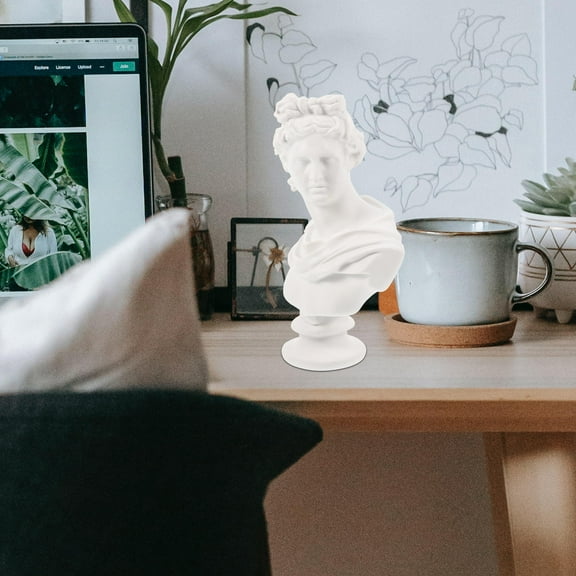 Milisten Decor White Resin Bust Statue Set for Home Office Shelf Tabletop Decoration