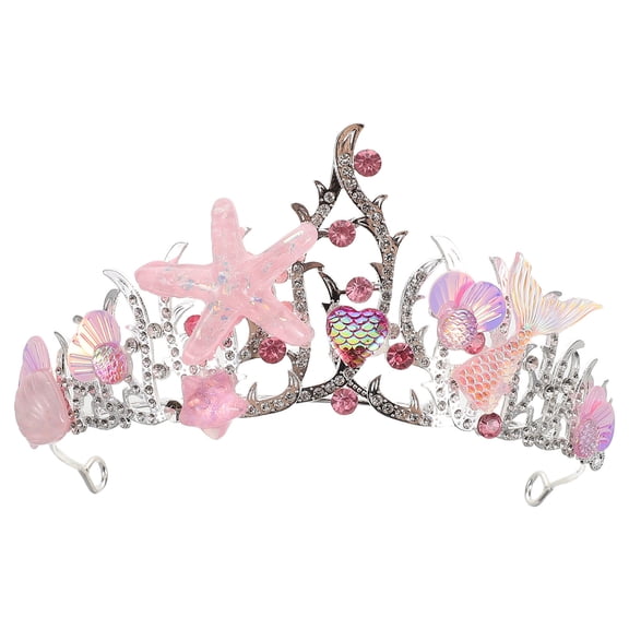 Milisten Ocean Theme Costume Birthday Crown Pink Rhinestone 1Pack