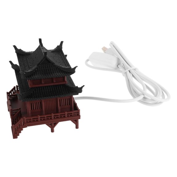 Milisten Chinese Ancient Architecture Model Pavilion with Warm Lighting for Tabletop Decor