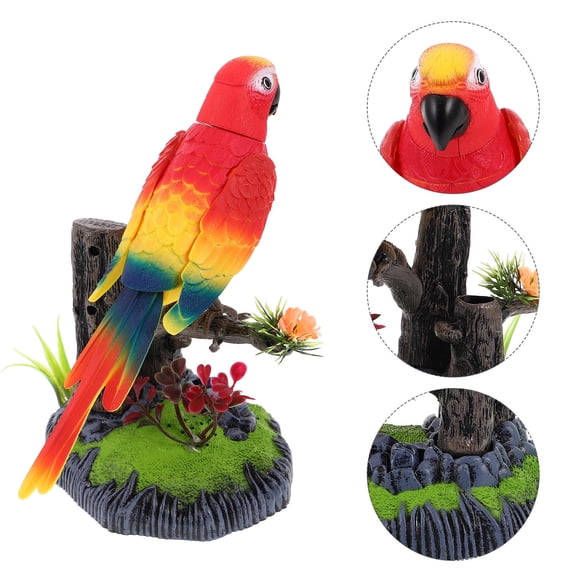 Milisten Red Plastic Electric Bird Figurine with Singing Simulation for Fun and Engagement