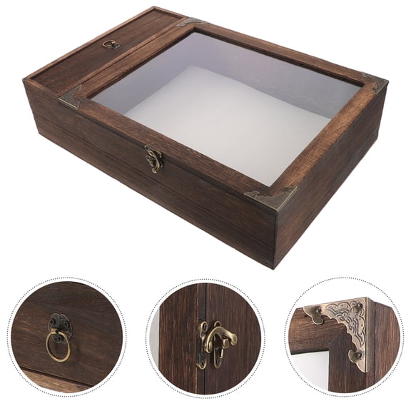 Milisten Rustic Wood Shadow Box with Drawer for Medals and Keepsakes Display