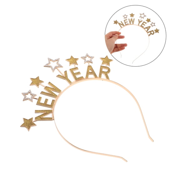 Milisten Golden New Year Headpiece Alloy Material Festive Crystal Design