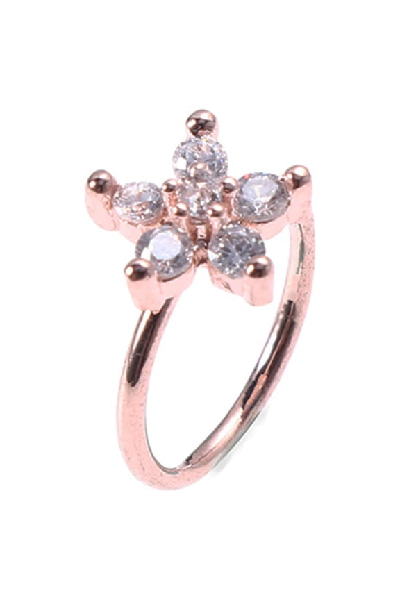 Gold Flower Nose Ring Copper Piercing Jewelry High Polish Smooth Surface Hypoallergenic